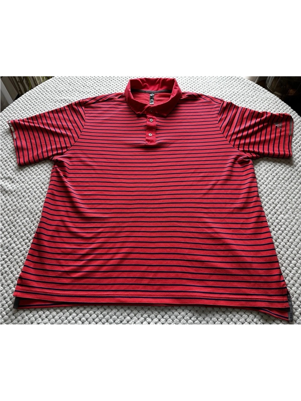 Adidas Climachill Mens 2XL Orange/Blue Striped Short Sleeve Golf Polo Shirt